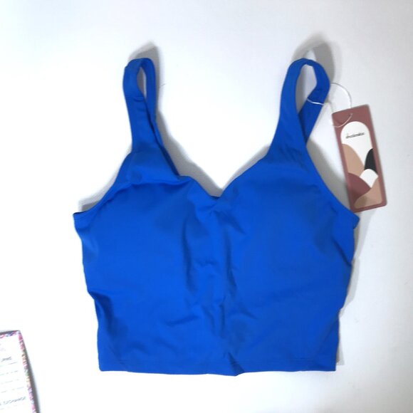 Royal Blue Cropped Workout Top V-Neck Built-In Bra Sz S, Colorskin - Picture 4 of 16